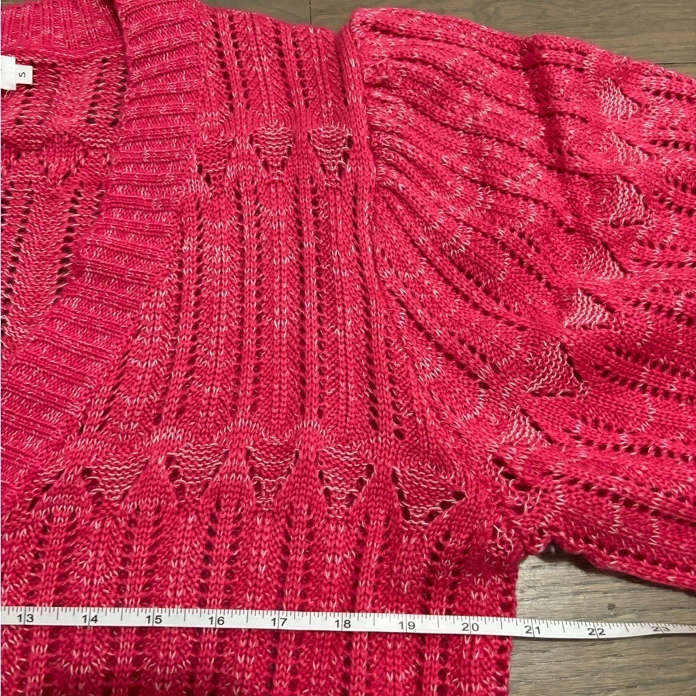 White Closet Cardigan Puff Sleeve Sweater. Pink. Small. New without tag - Picture 5 of 6